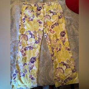 29. New Joseph Rebkoff Lined White Purple & Green Pants made in Canada